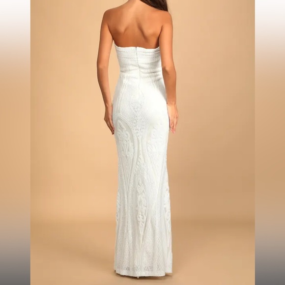 Lulus Magnificent Love White Sequin Strapless Maxi Dress - Picture 4 of 11